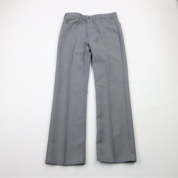 Vintage 70s Levis Size 32x30 Knit Wide Leg Bell Bottoms Chino Pants Gray USA